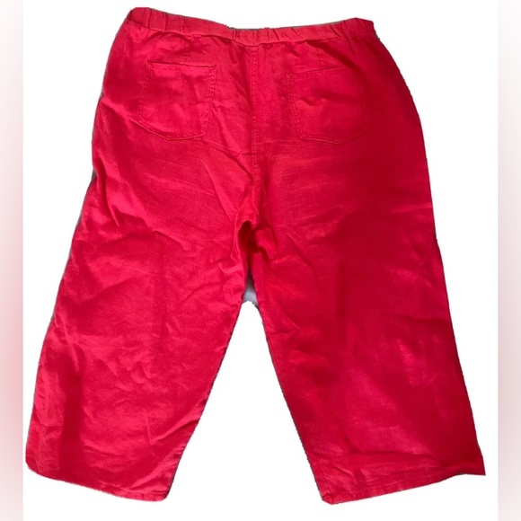 M & S Collection pants size 16 100% linen capri Pink drawstring pockets 38” W - Picture 3 of 4